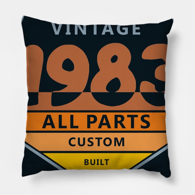 37th Birthday T-Shirt - Vintage 1983 Pillow by Reshartinc