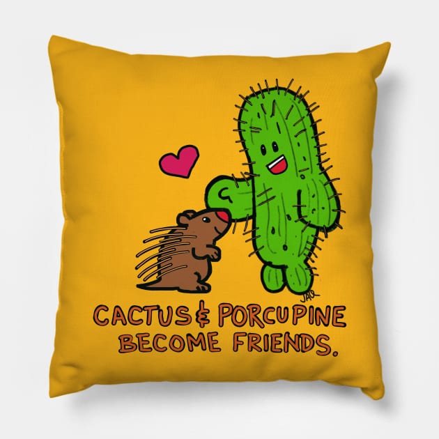 Cactus and Porcupine become Friends Pillow by wolfmanjaq