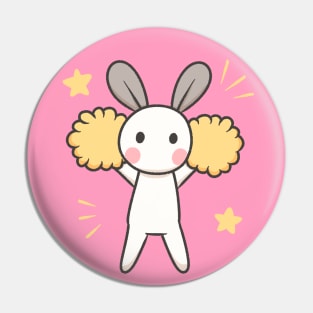 Cheering doodle bunny Pin