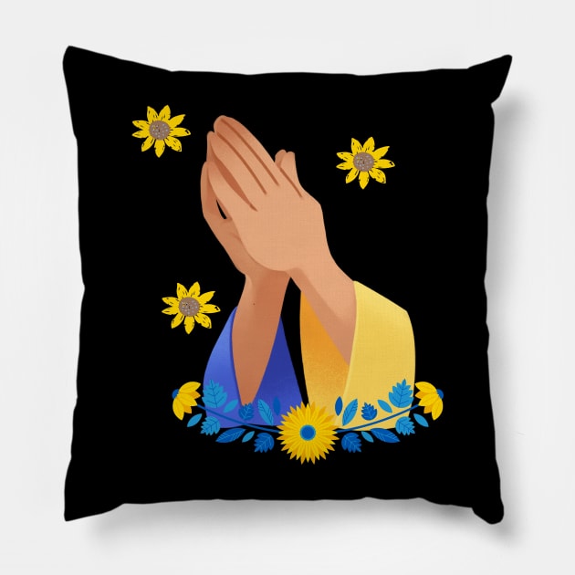 Pray For Ukraine Floral Look Pillow by NICHE&NICHE