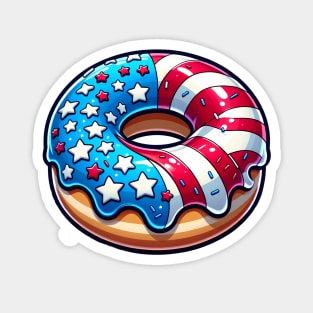 American Spirit Donut - Patriotic Red, White & Blue Design Magnet