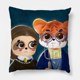 staring at handsome tiger gothic Pillow