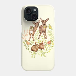 Whimsical Forest Fawns & Rabbits Phone Case