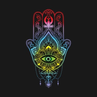 Colourful Green-eyed Hamsa T-Shirt