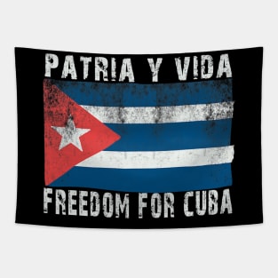 Patria Y Vida Freedom For Cuba Cuban Flag Vintage Tapestry