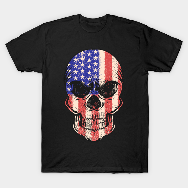 US Flag Patriot Skull Proud Veteran - Patriotism - T-Shirt