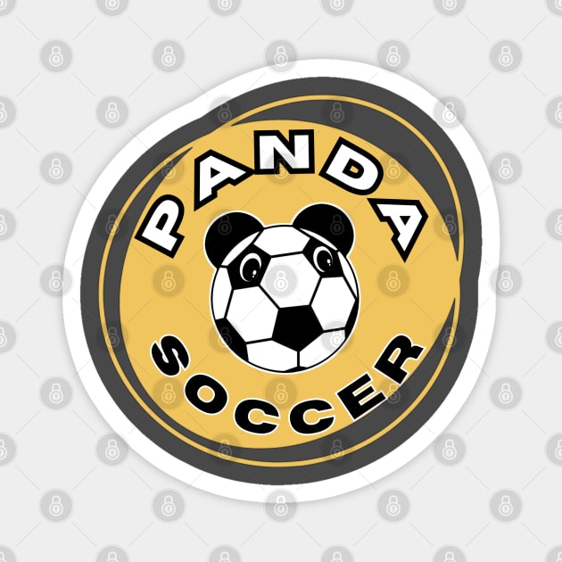 Panda soccer head of a cute panda in the shape of a soccer ball on the background of an orange circle for sports lovers Magnet by PopArtyParty