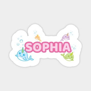 Personalised 'Sophia' Narwhal (Sea Unicorn) Design Magnet