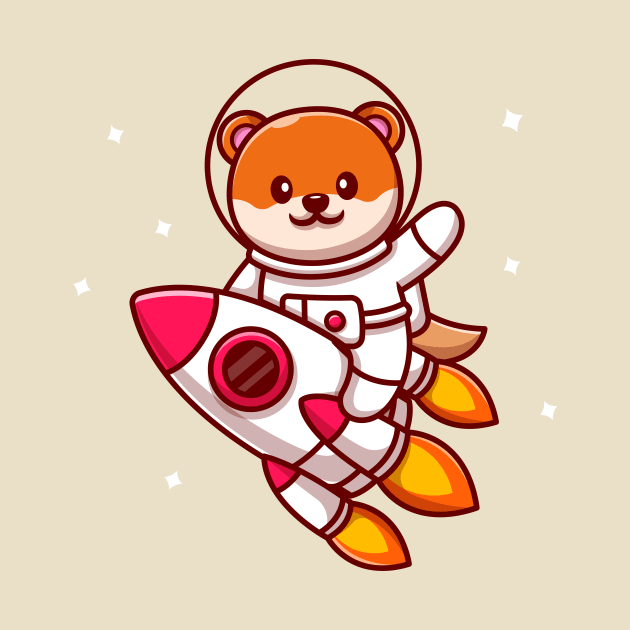 Cute Astronaut Otter Riding Rocket Cartoon by Catalyst Labs