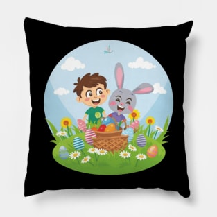 Easter Meadow Adventur, Easter, egg hunt, meadow, children, bunnies, spring, holiday, festive, joy, colorful,Independence Day Fireworks Pillow