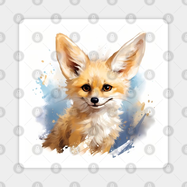 Cute Adorable Brown Fennec Fox Portrait Magnet by designs4days