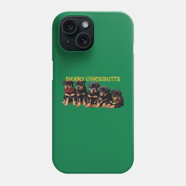 Merry Chrismutts Christmas Holiday Puppies Festive Greeting 2 Phone Case by taiche