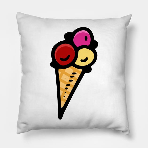 Big Ice Cream Doodle Art Pillow by VANDERVISUALS