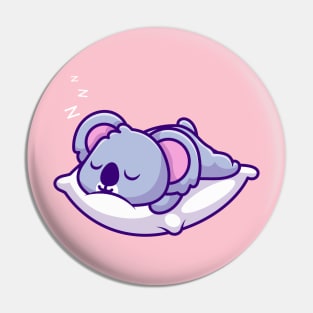 Cute Koala Sleeping On Pillow Cartoon Pin