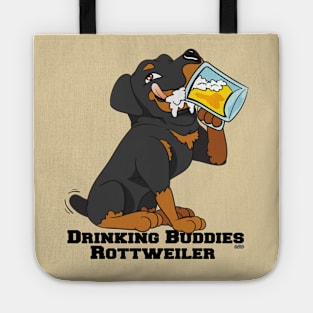 Rottweiler Dog Beer Drinking Buddies Series Cartoon Tote