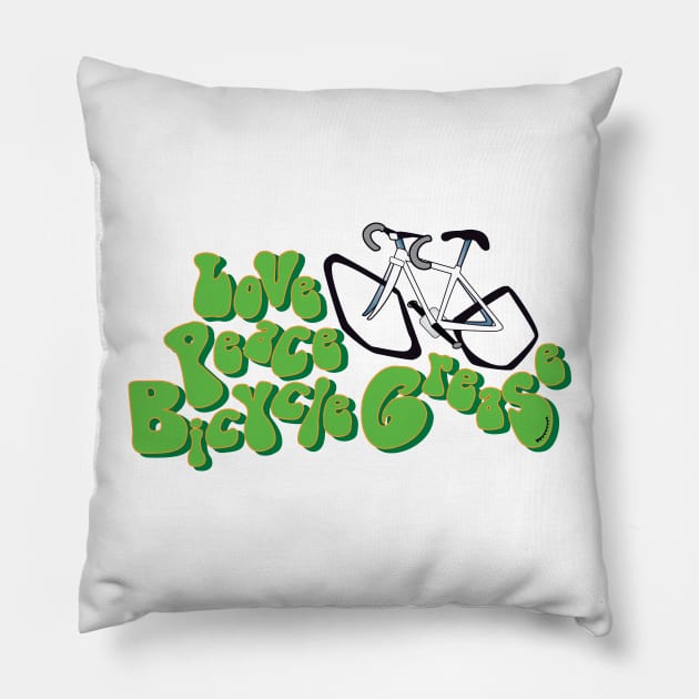 Love Peace Bicycle Grease Pillow by ek