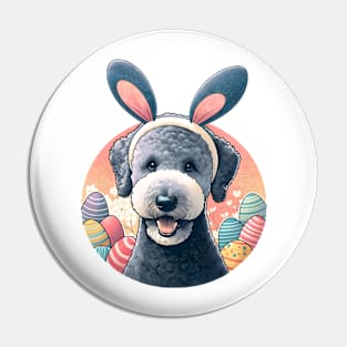 Bedlington Terrier Celebrates Easter with Bunny Ears Pin