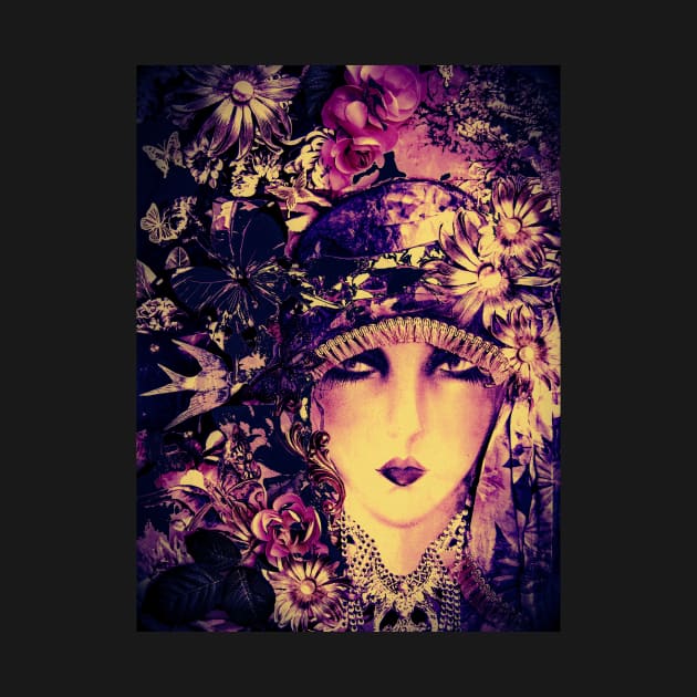 pale plum art deco flapper collage poster print by jacquline8689