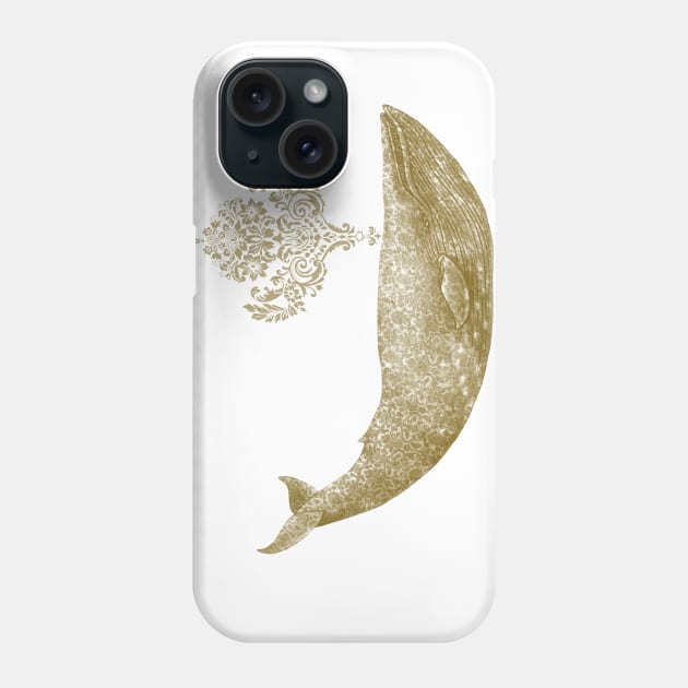 The Damask Whale gold square Phone Case by Terry Fan