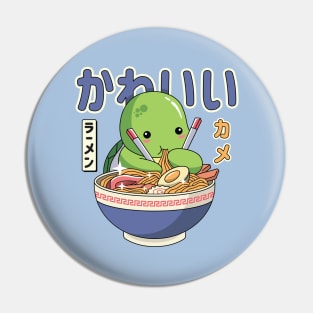 Kawaii Turtle Enjoying Ramen Pin