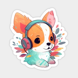 A cute dog with headphone Magnet