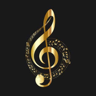 gold music notes sticker T-shirt T-Shirt