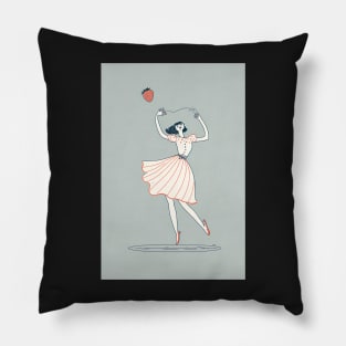 Dancing French Woman in a Dress Strawberry Pillow