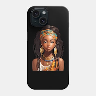 Afrocentric Girl with braided hair Phone Case