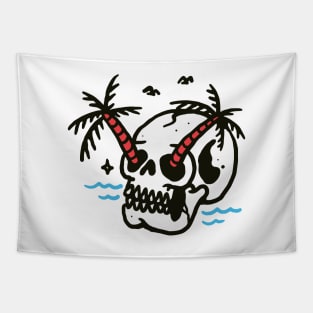 Skull Coconut Trees Tapestry