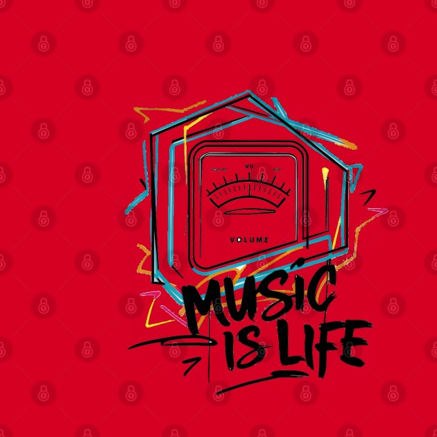 "Neon Rhythms: Music Is Life Art Print" - Rhythm and Harmony by stickercuffs