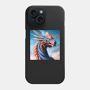 Intricate Blue and Copper Metallic Dragon Phone Case