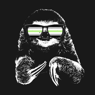 Pride Sloth Agender Flag Sunglasses T-Shirt