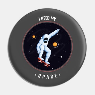 Skater Astronaut in Kickflip Skateboarding Pin