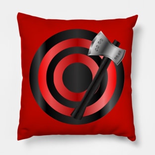 Engraved Black Handle Throwing Axe - Black Stripe Target Pillow