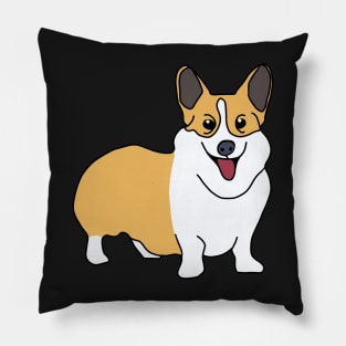 Cute Fluffy Tan/Brown and White Welsh Corgi Digital Art Pillow