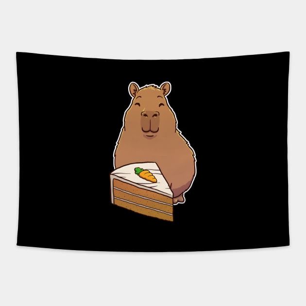 Capybara Carrot Cake Slice Tapestry by capydays