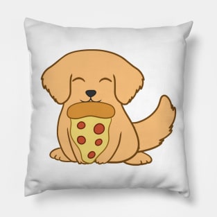 Golden Retriever eating a pizza Pillow