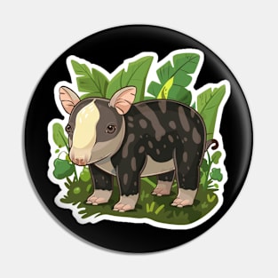 Cute Mountain Tapir Illustration - Adorable Animal Art Pin