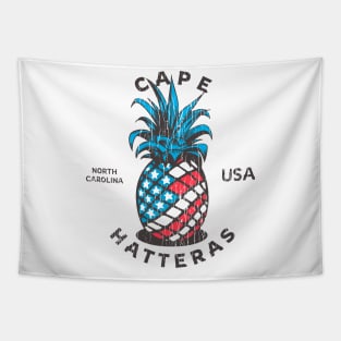 Cape Hatteras, NC Summertime Vacationing Patriotic Pineapple Tapestry