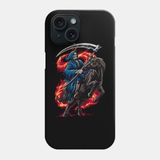 grim reaper riding horse illustration Phone Case