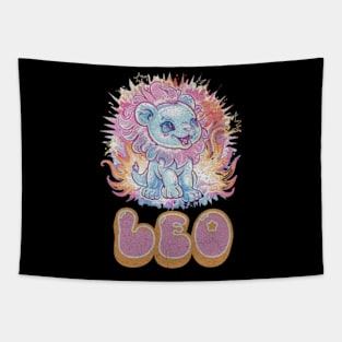 Cosmic Leo Kawaii Lion Zodiac Sign Anime Birthday Tapestry