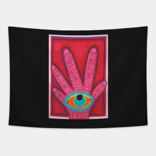 Pink Hand with Eye Tapestry