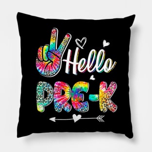 Hello Pre-K Tie Dye Leopard Graphic Back To School Teachers Pillow