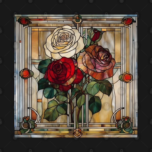 Stained Glass Roses Art Deco Style by craftydesigns