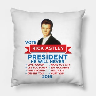 Rick Astley for Prez! Pillow