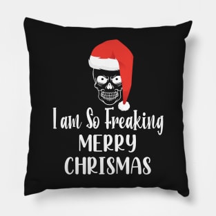 I Am So Freaking Merry Christmas Skull - Funny Santa Clause Skull Pillow