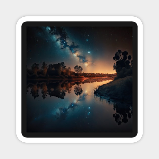 River at Night #3 Magnet by ArtOfArtiglio