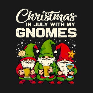 Christmas In July With My Gnomes Xmas Gnome Lover Matching T-Shirt