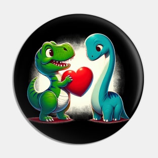 Valentines Day Tee For Kids Boys Girls Dinosaurs Heart Pin