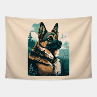 German Shepherd Overlooking Valley Tapestry